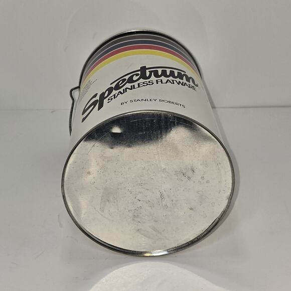 Vintage Stanley Roberts Spectrum Flatware Canister – Mid Century Modern Striped - Picture 3 of 14